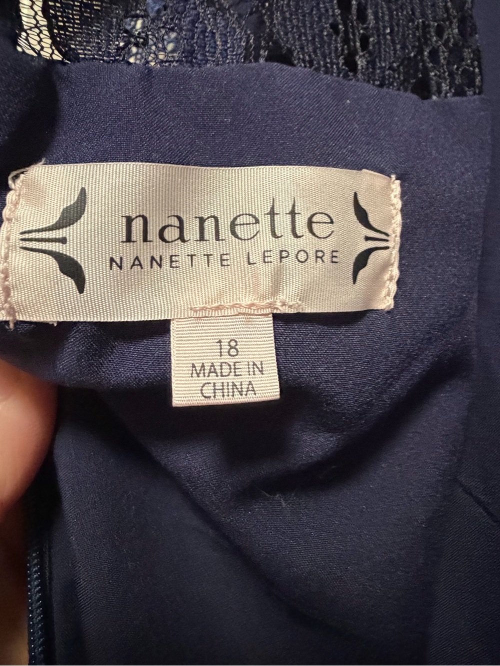 Nanette Lepore Navy Lace-Trim Dress - Picture 8 of 9